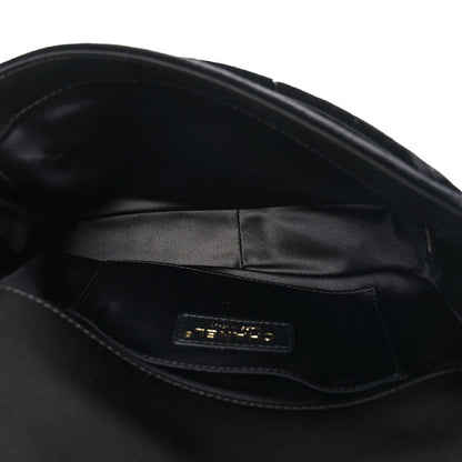 Velvet Quilted Small Camellia Flap Black