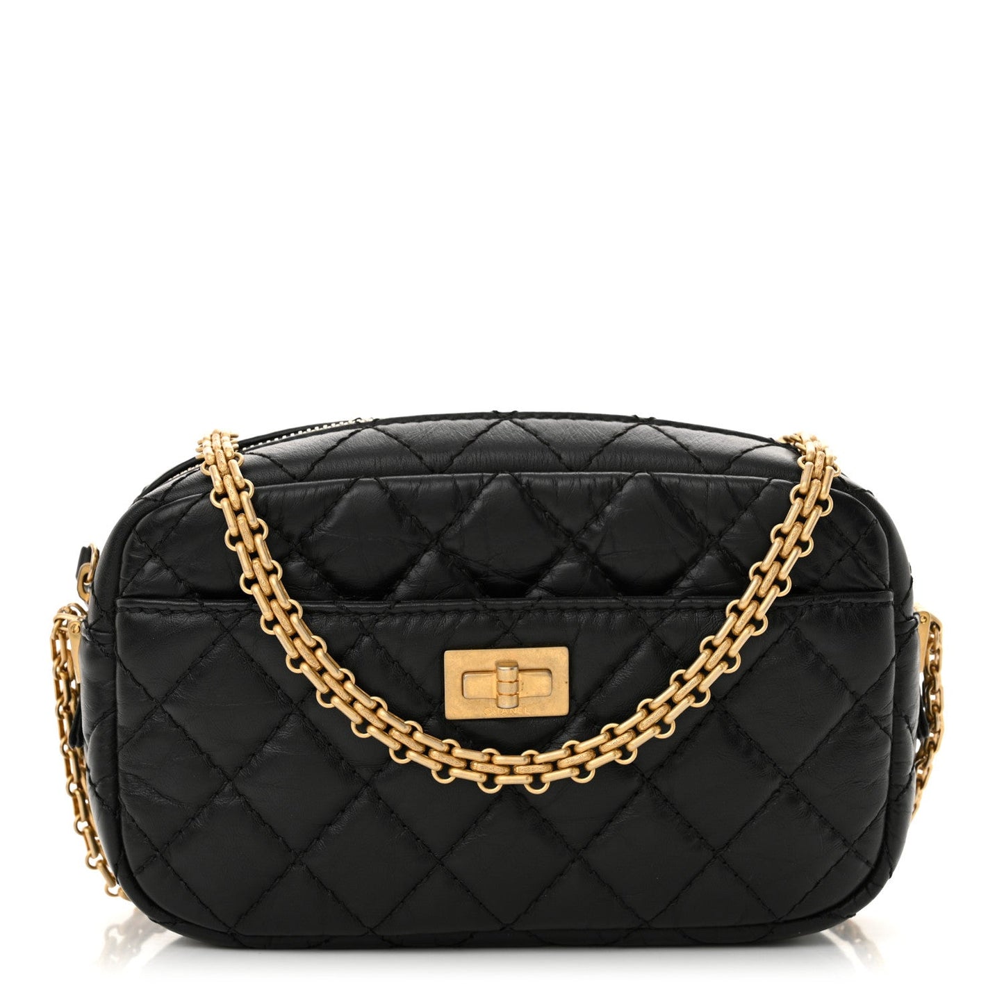 Aged Calfskin Quilted Mini Reissue Camera Case Black