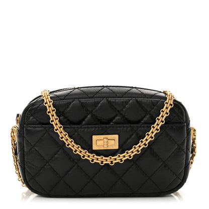 Aged Calfskin Quilted Mini Reissue Camera Case Black