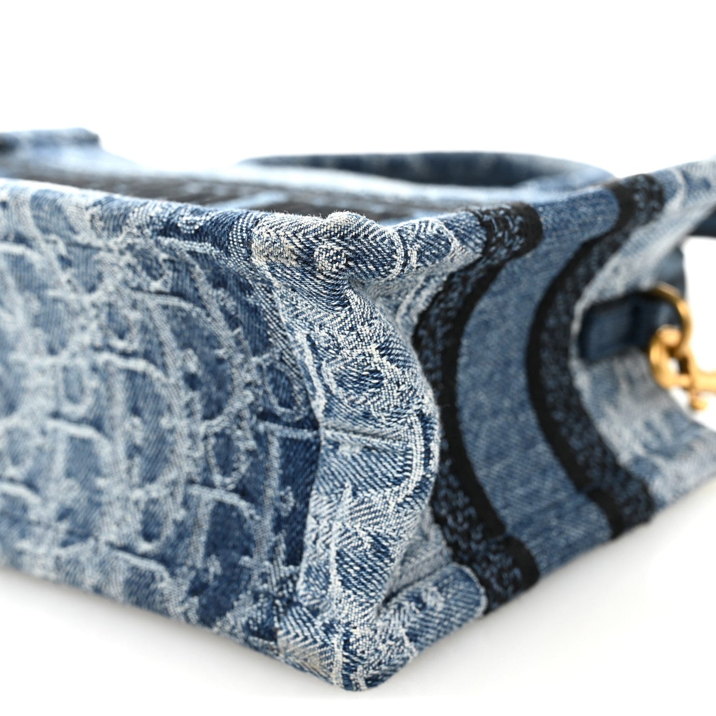 Denim Oblique Mini Book Tote With Strap Blue