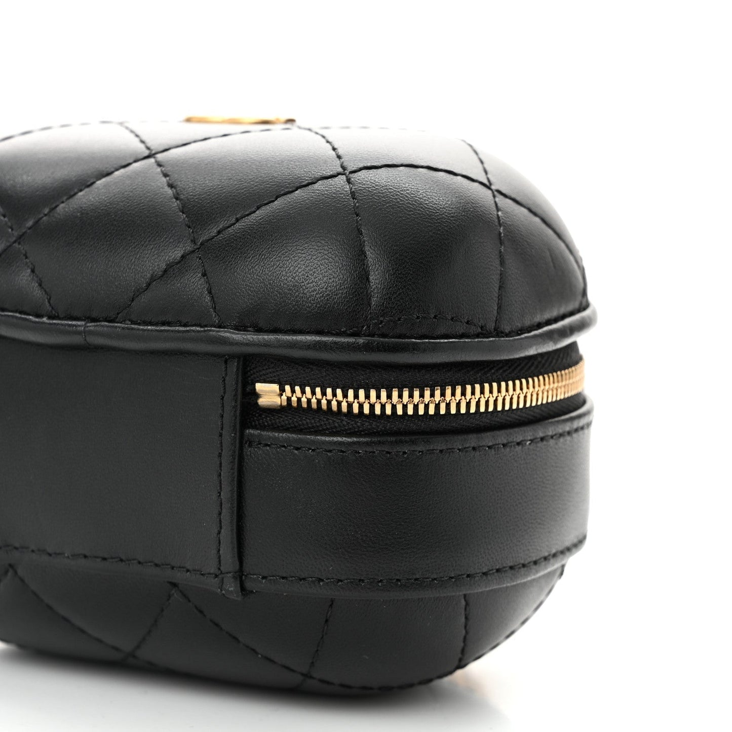 Lambskin Quilted CC Bubble Vanity Case With Chain Black