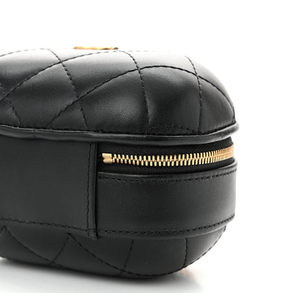 Lambskin Quilted CC Bubble Vanity Case With Chain Black
