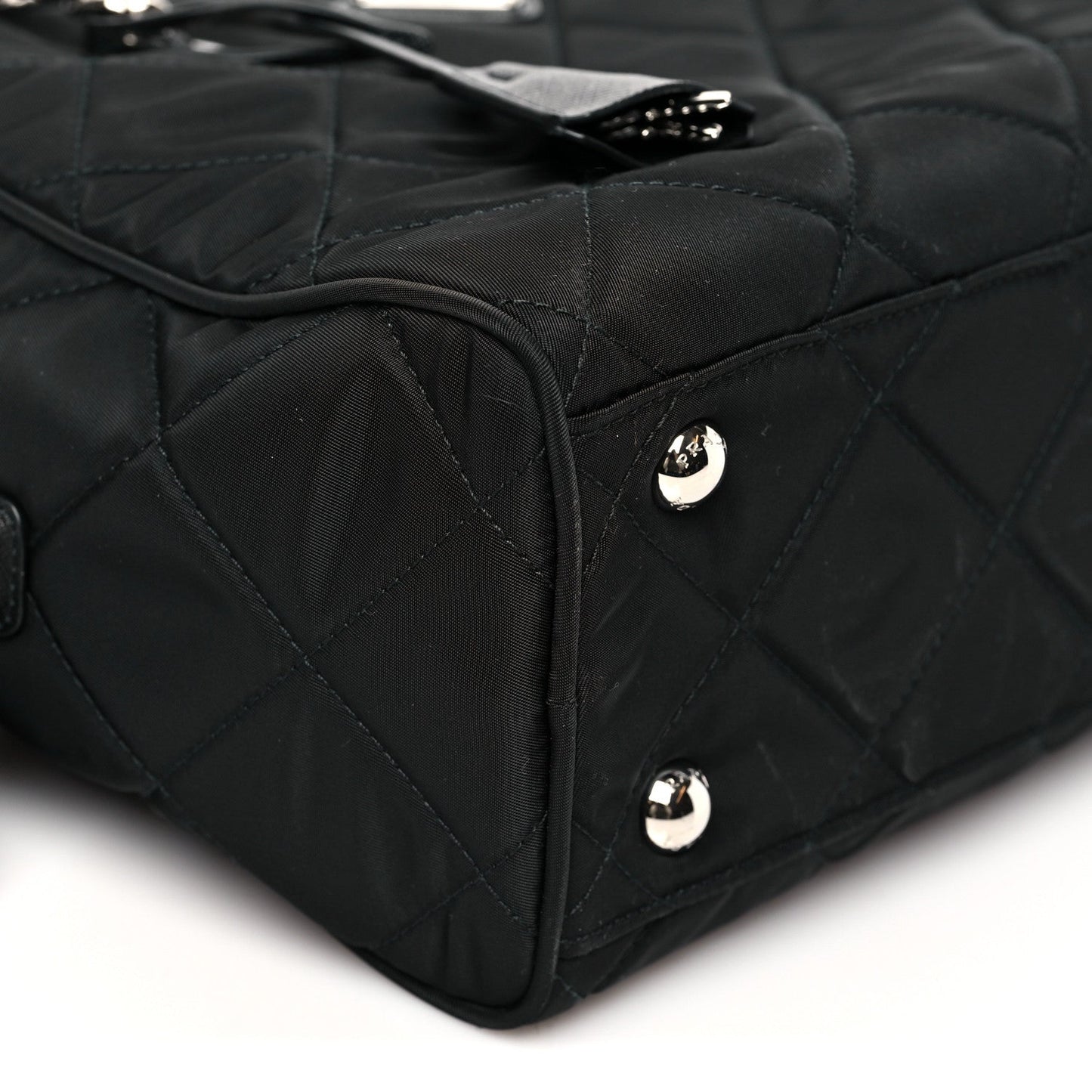 Nylon Tessuto Impuntu Quilted Shoulder Bag Black