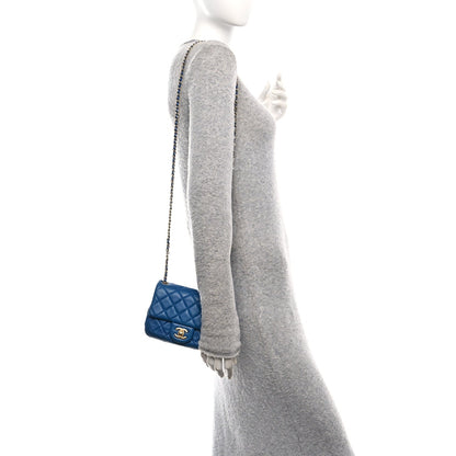 Lambskin Quilted Mini Pearl Crush Flap Blue