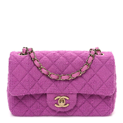 Tweed Quilted Mini Rectangular Flap Purple