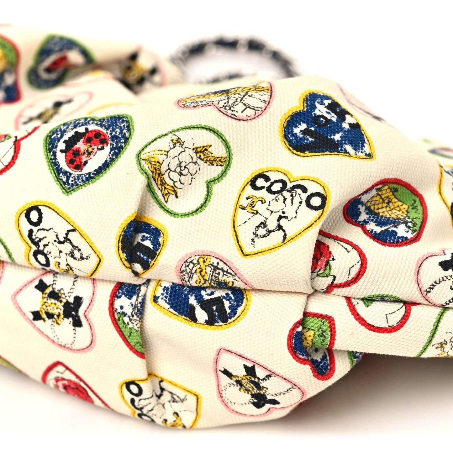 Canvas Coco Hearts Shoulder Bag White