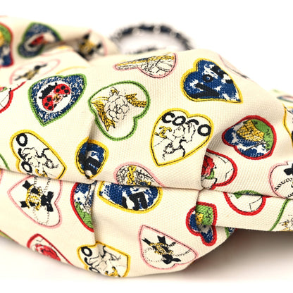 Canvas Coco Hearts Shoulder Bag White