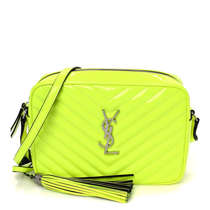 Patent Calfskin Matelasse Monogram Lou Camera Bag Neon Yellow