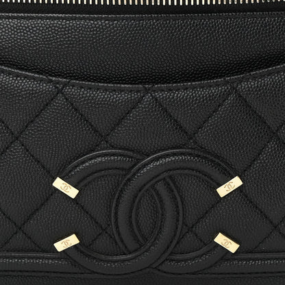 Caviar Quilted Filigree Waist Bag Black