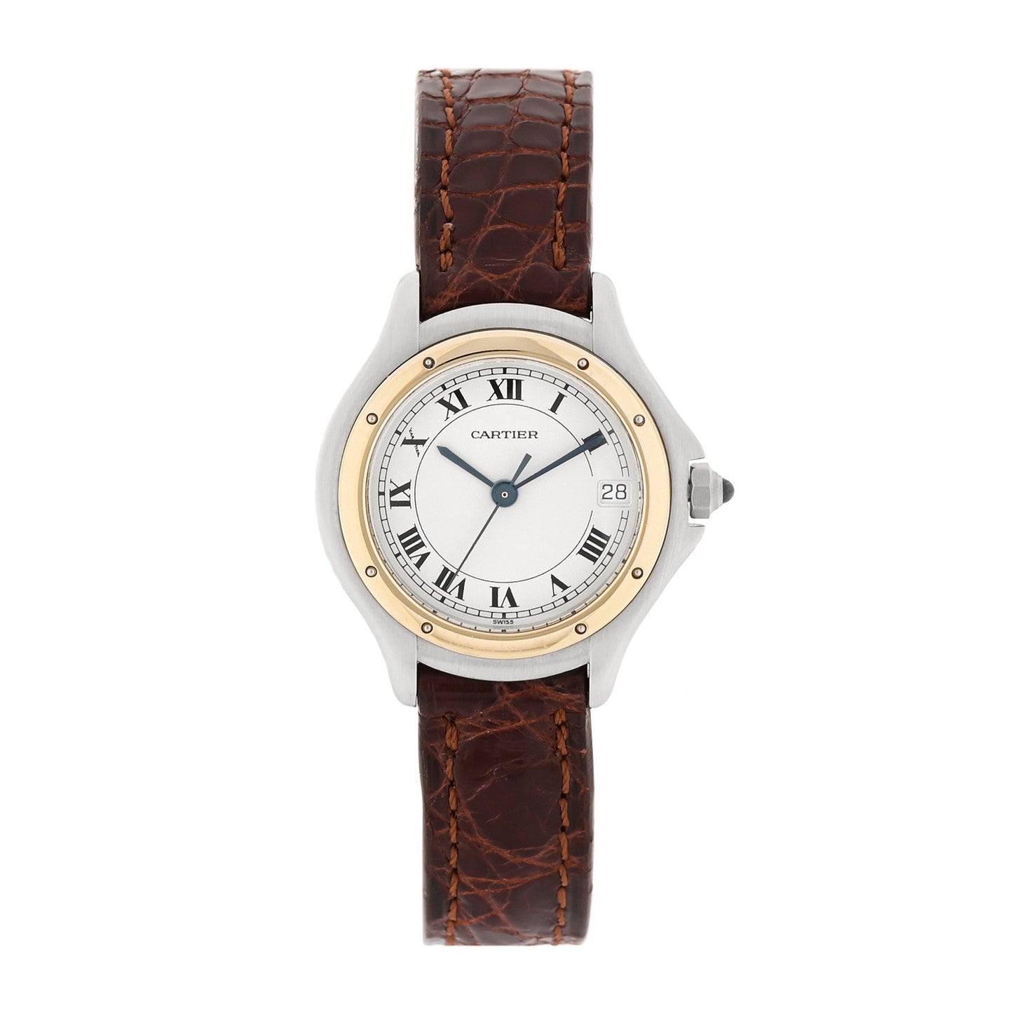 Stainless Steel 18K Yellow Gold Alligator 26mm Cougar Quartz Watch