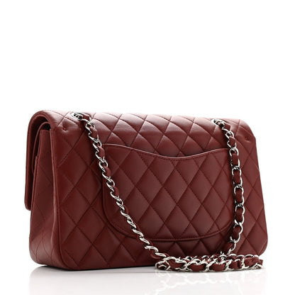 Lambskin Quilted Medium Double Flap Burgundy