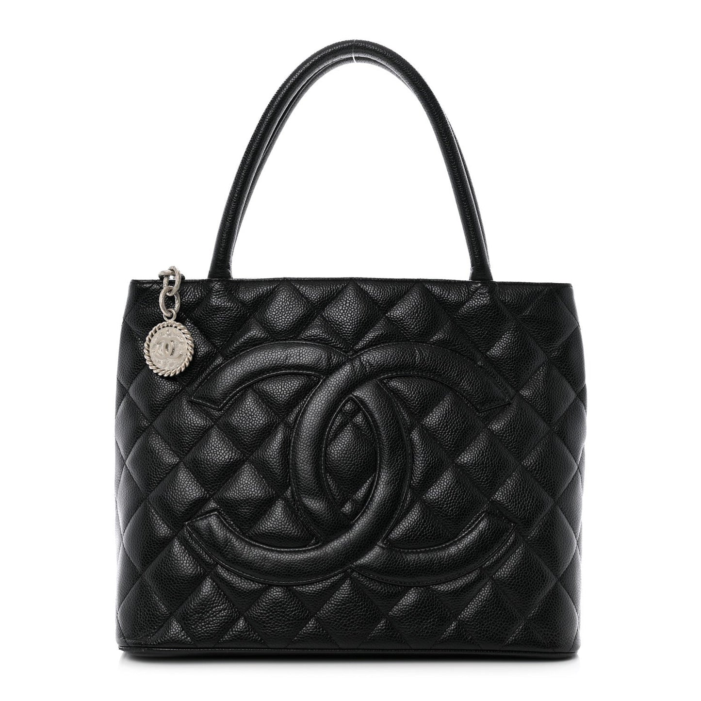 Caviar Quilted Medallion Tote Black