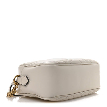 Calfskin Matelasse Small GG Marmont Chain Shoulder Bag White