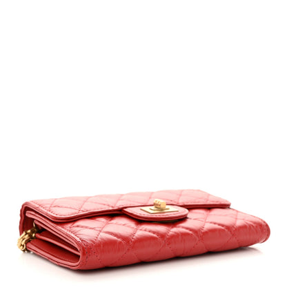 Aged Calfskin Quilted 2.55 Reissue Clutch With Chain Red