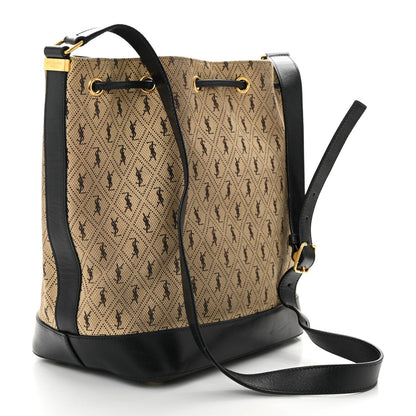 Canvas All-Over Monogram Bucket Bag Black