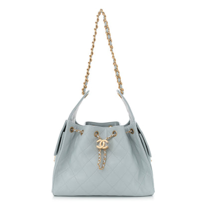 Caviar Quilted Small Chanel 25 Handbag Light Blue