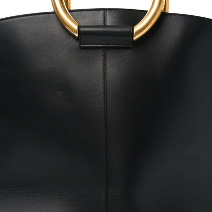 Smooth Calfskin Maxi Trapezoid Shopping Tote Black