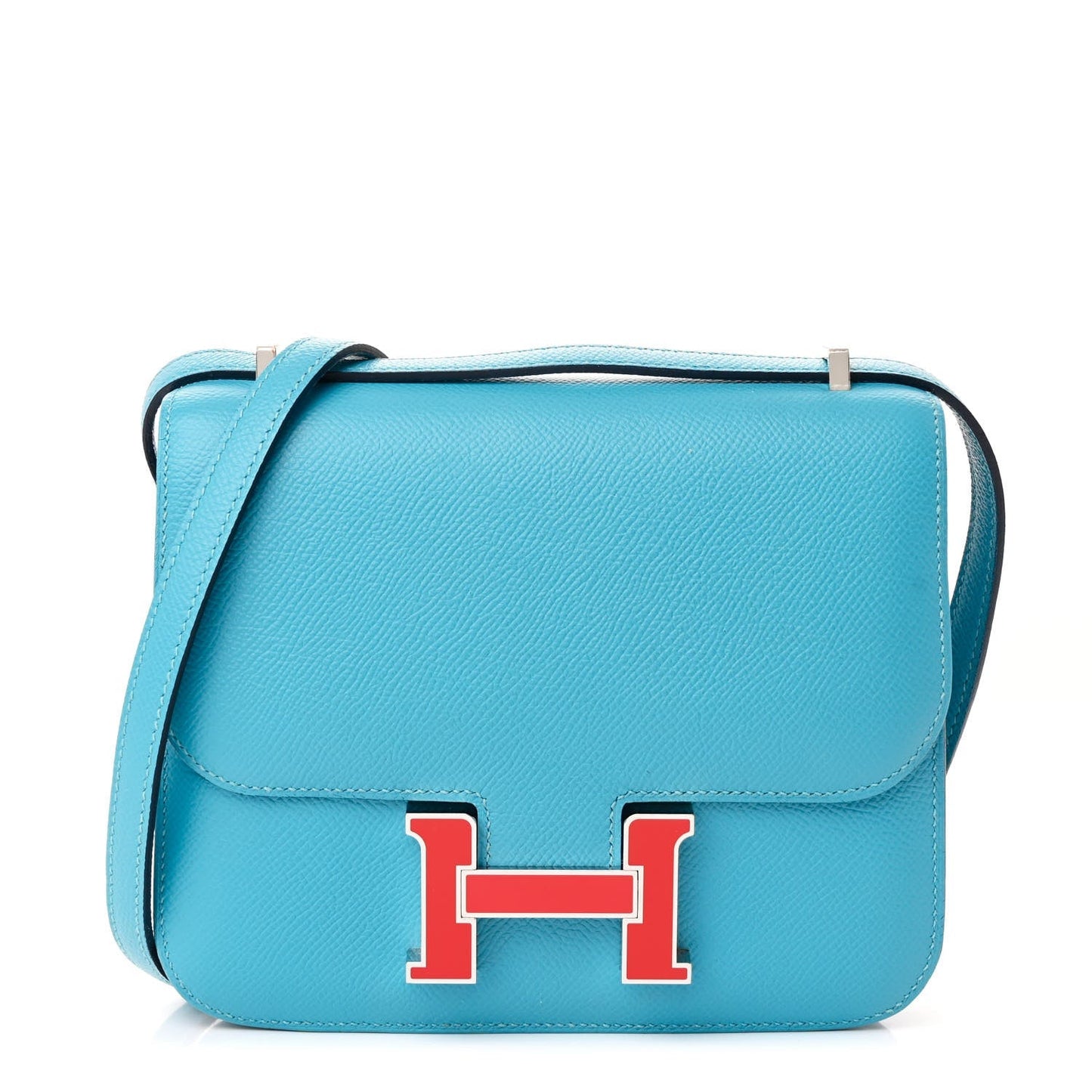 Epsom Enamel Constance 18 Bleu Du Nord Rouge de Coeur