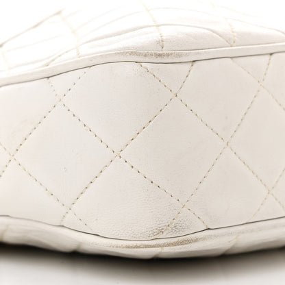 Lambskin Quilted Tassel Camera Case White