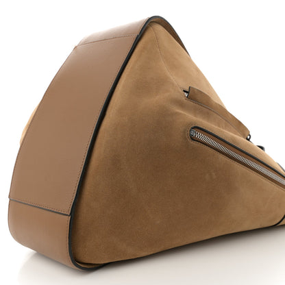 Calfskin Suede Hammock Shoulder Bag Oak Dark Gold Black