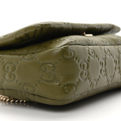 Lambskin Embossed Mini GG Milano Top Handle Shoulder Bag Green