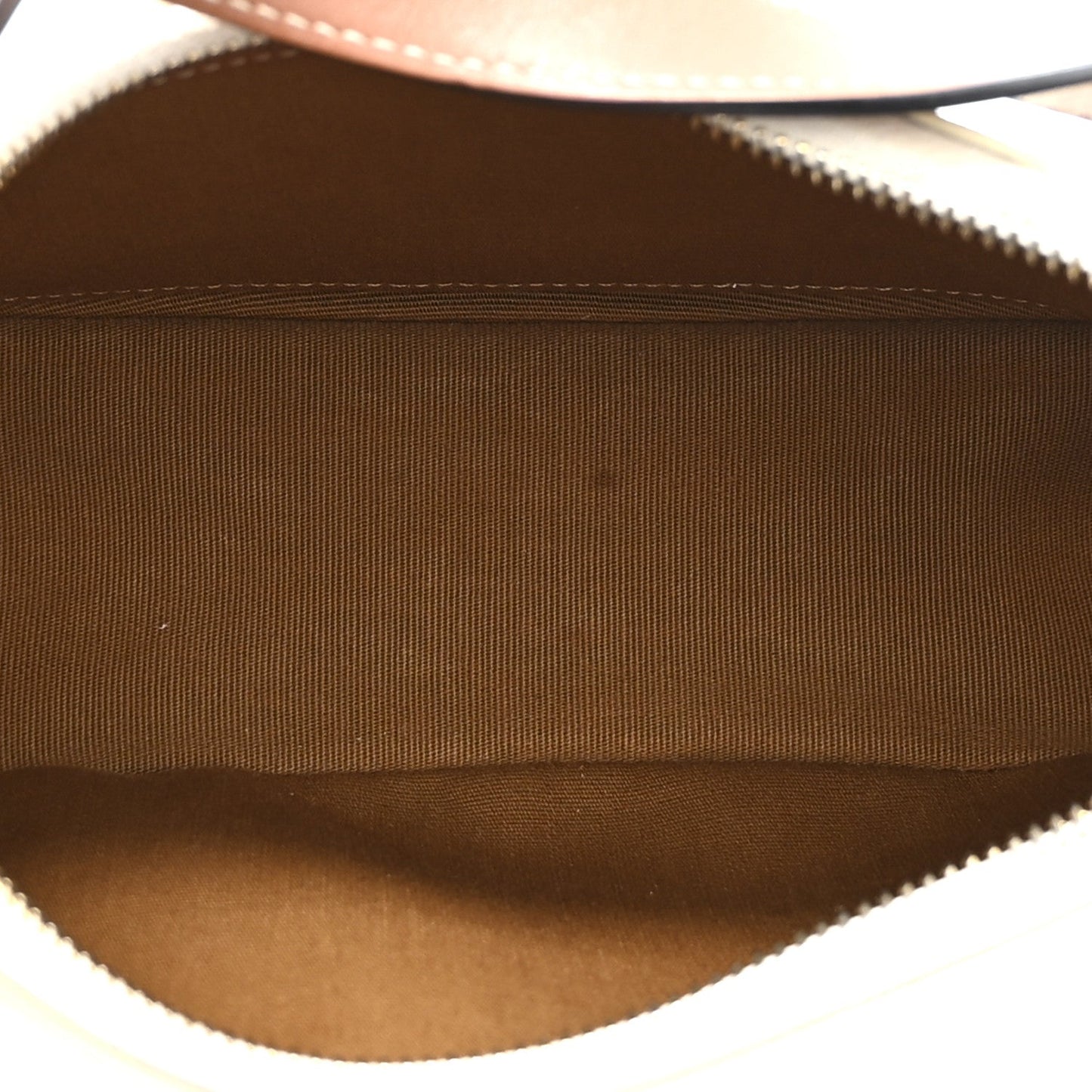 Canvas Calfskin Ava Triomphe Shoulder Bag White