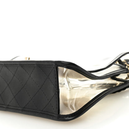 Lambskin PVC Sand By The Sea Flap With Pearl Strap Black