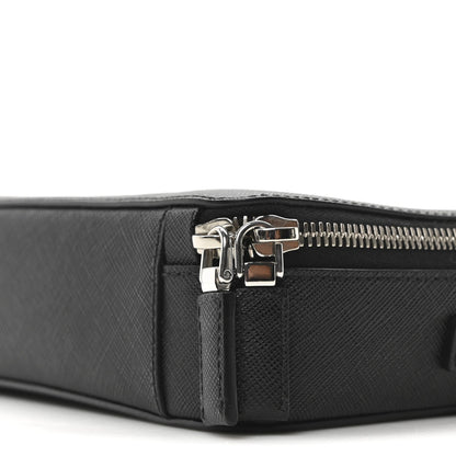 Saffiano Travel Small Brique Crossbody Bag Black