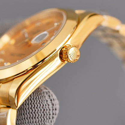 DATEJUST 41MM GOLD SMOOTH BEZEL DIAMOND NUMERALS