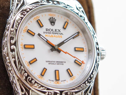 MILGAUSS 40 HAND ENGRAVED CASE WHITE DIAL