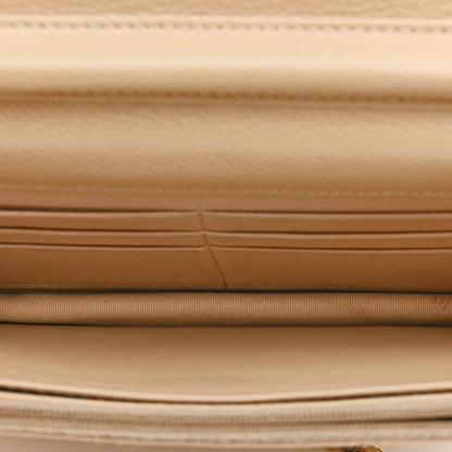 Caviar Quilted Wallet On Chain WOC Beige