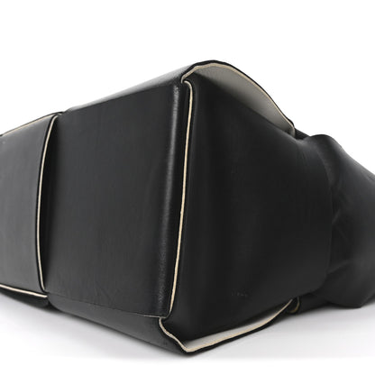 Nappa Maxi Intrecciato Medium Arco Tote Black White