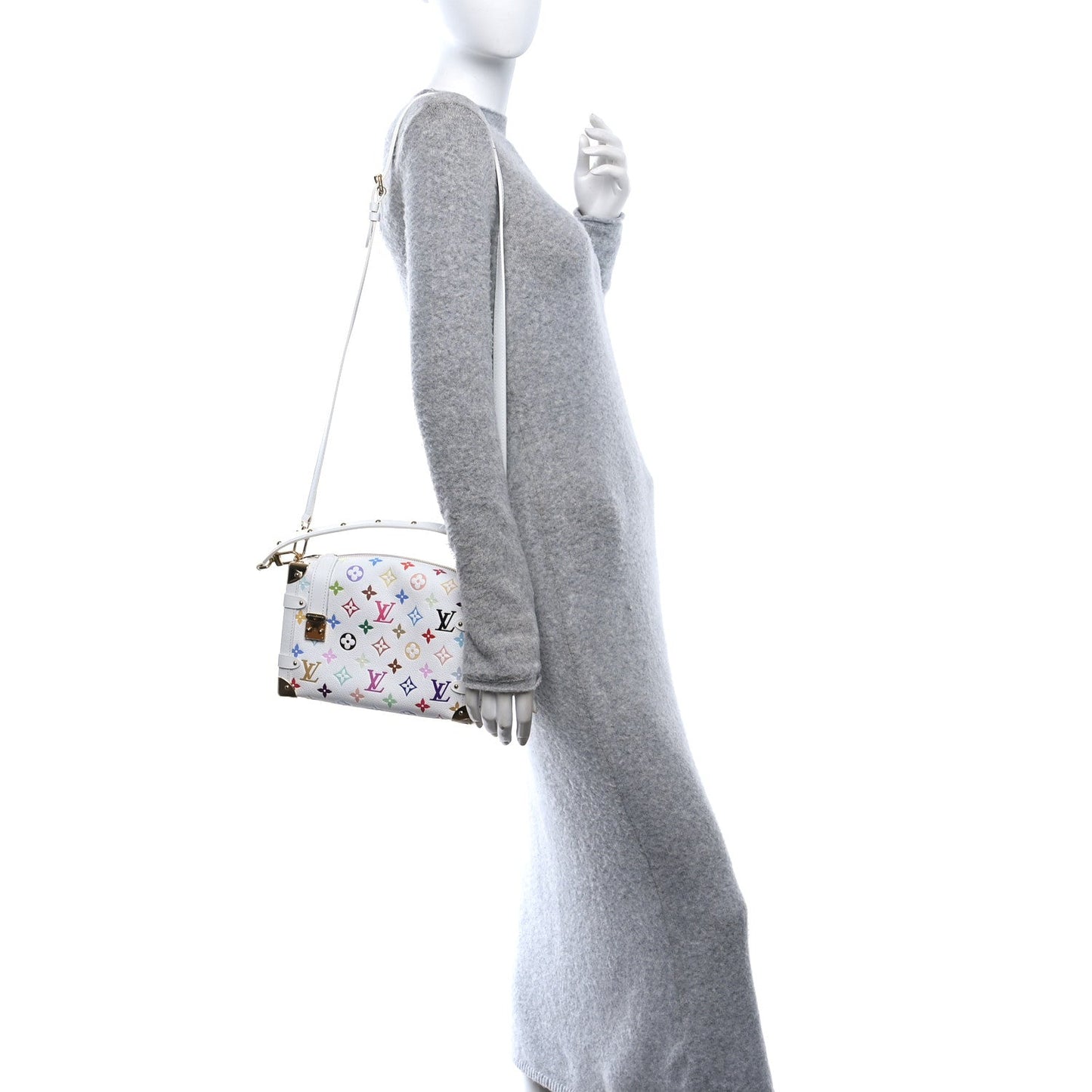 LV x TM Cowhide Monogram Multicolor Side Trunk MM White