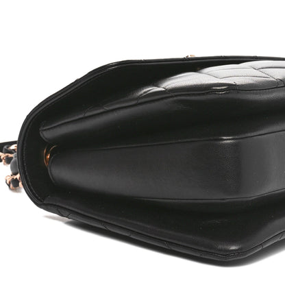 Lambskin Quilted Small Trendy CC Dual Handle Flap Bag Black
