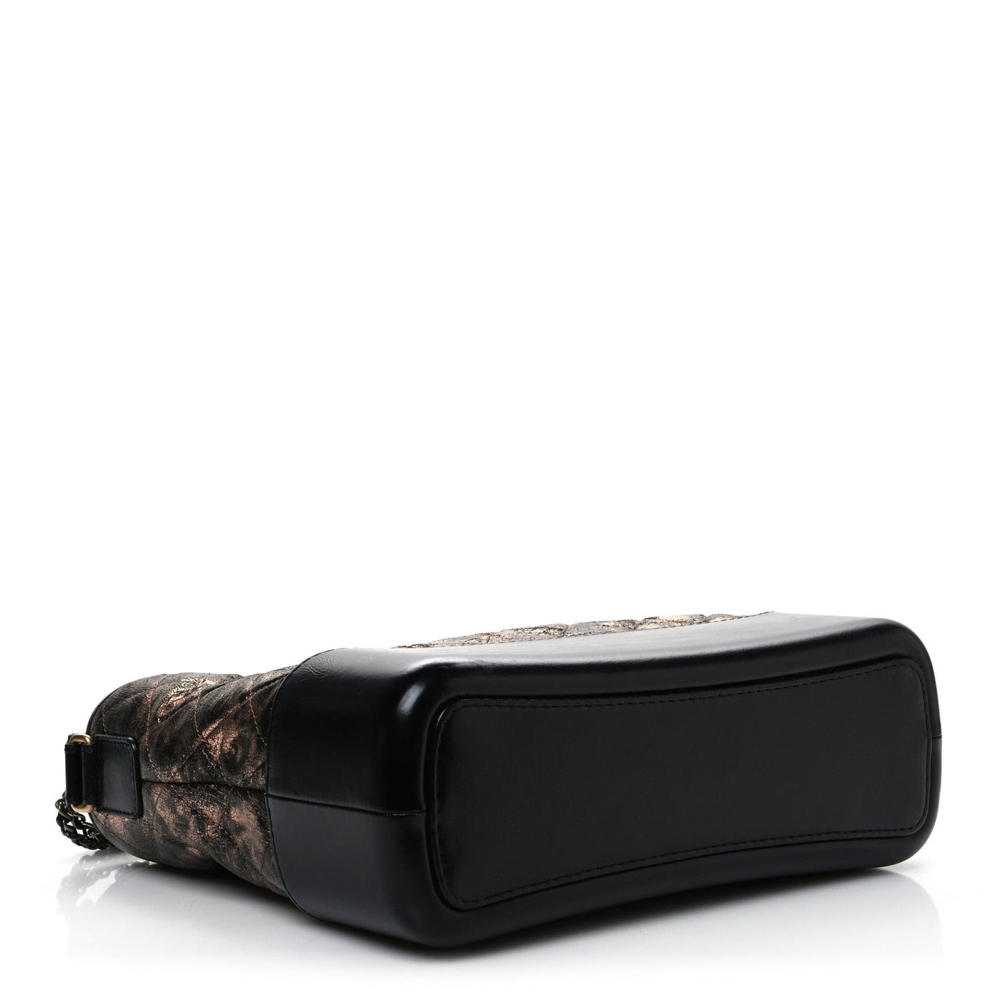 Metallic Crumpled Goatskin Quilted Medium Gabrielle Hobo Black Rose Gold