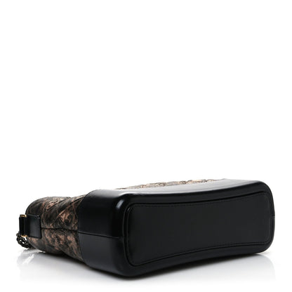 Metallic Crumpled Goatskin Quilted Medium Gabrielle Hobo Black Rose Gold