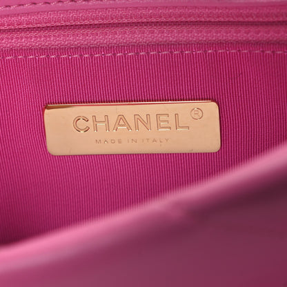 Shiny Lambskin Quilted Medium Chanel 19 Flap Neon Pink
