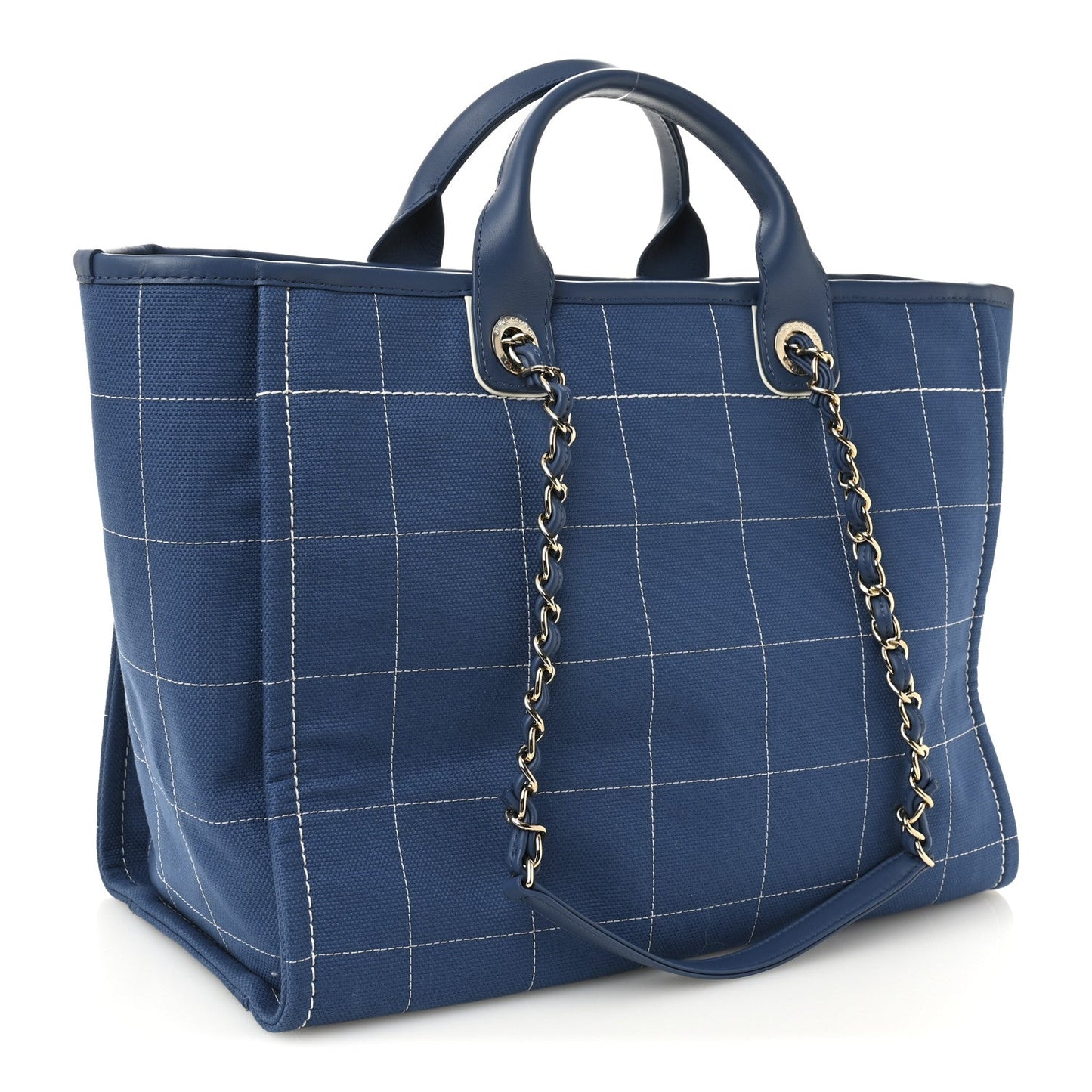 Cotton Medium Deauville Tote Blue White