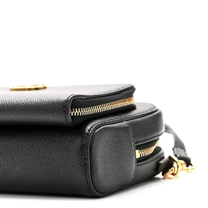 Grained Calfskin Caro Double Pouch Black