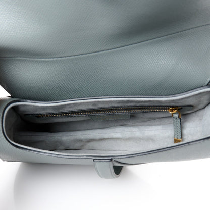 Grained Calfskin Saddle Bag With Strap Stone Grey