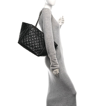 Lambskin Quilted Week End on Mars Tote Black