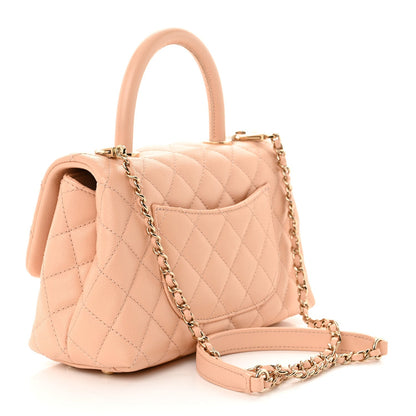 Caviar Quilted Mini Coco Handle Flap Light Pink