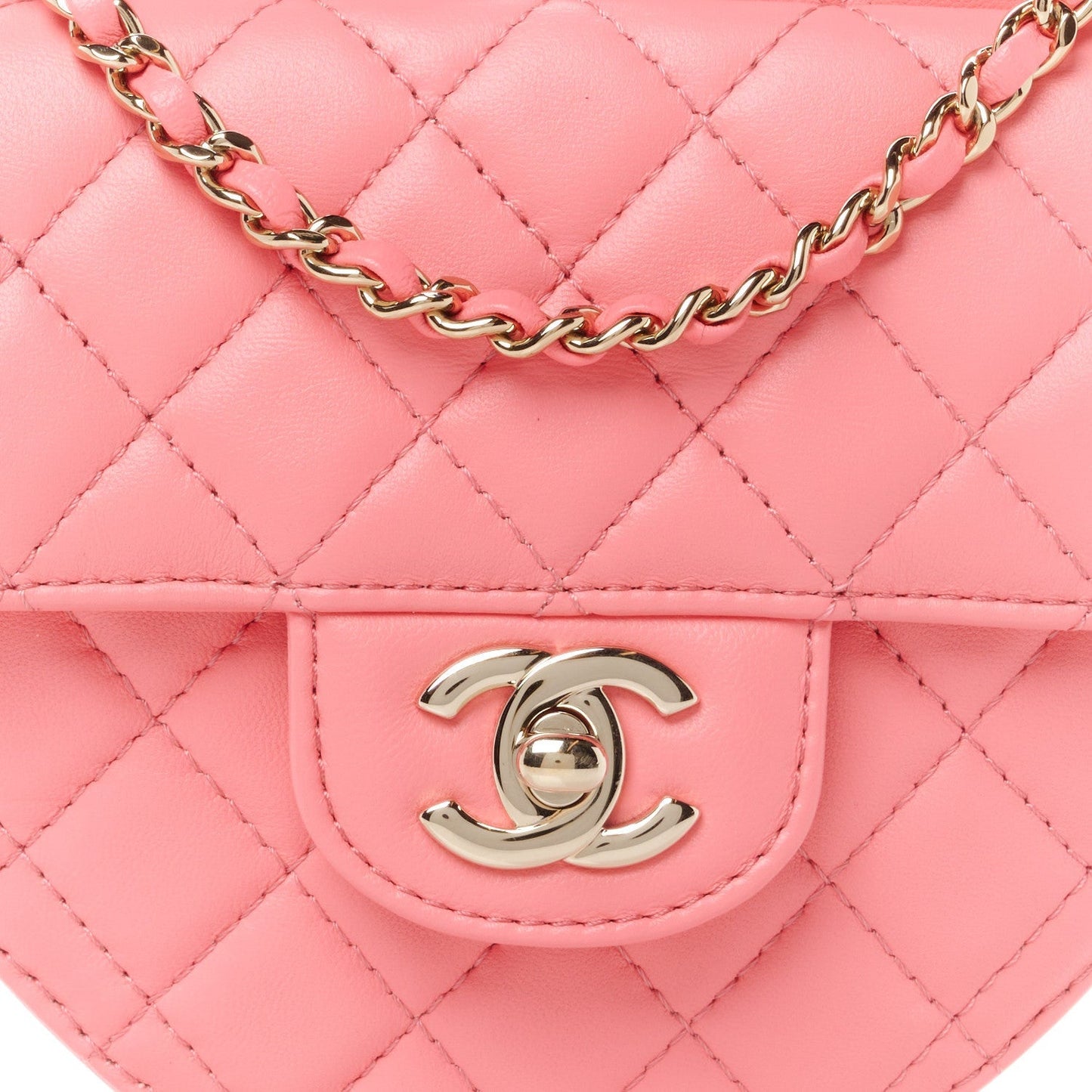 Lambskin Quilted CC In Love Heart Bag Pink