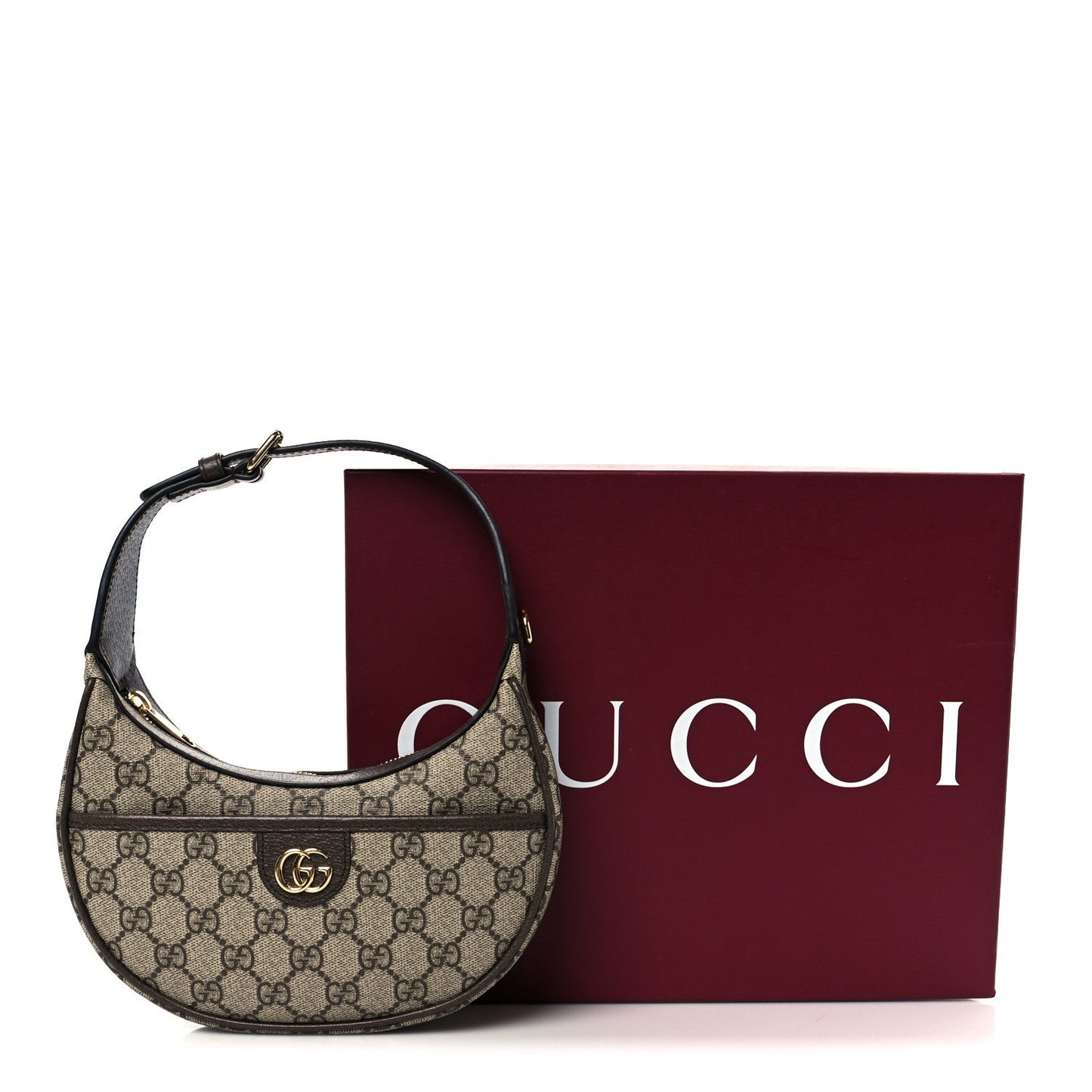 GG Supreme Monogram Textured Dollar Calfskin Small Ophidia Shoulder Bag Beige Ebony New Acero