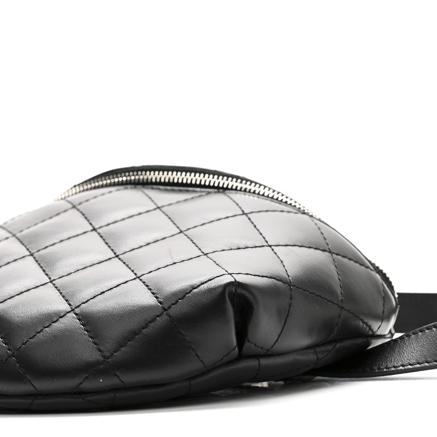 Calfskin Quilted Waist Belt Bag Black