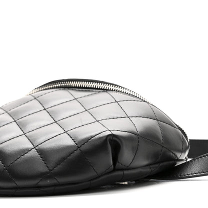 Calfskin Quilted Waist Belt Bag Black