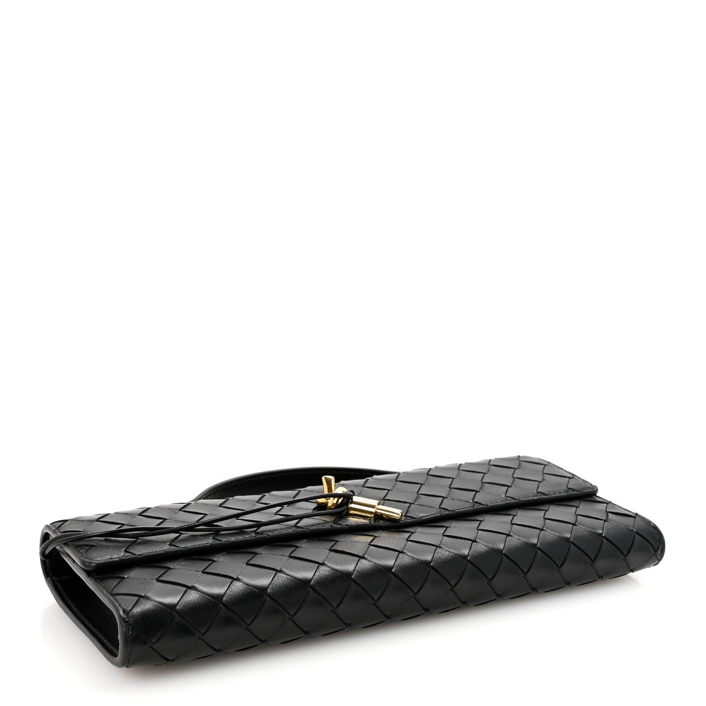 Nappa Intrecciato Long Andiamo Top Handle Clutch Black