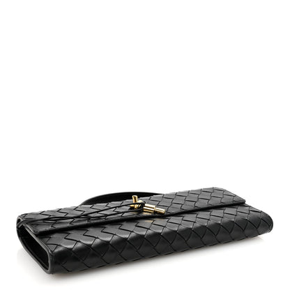 Nappa Intrecciato Long Andiamo Top Handle Clutch Black