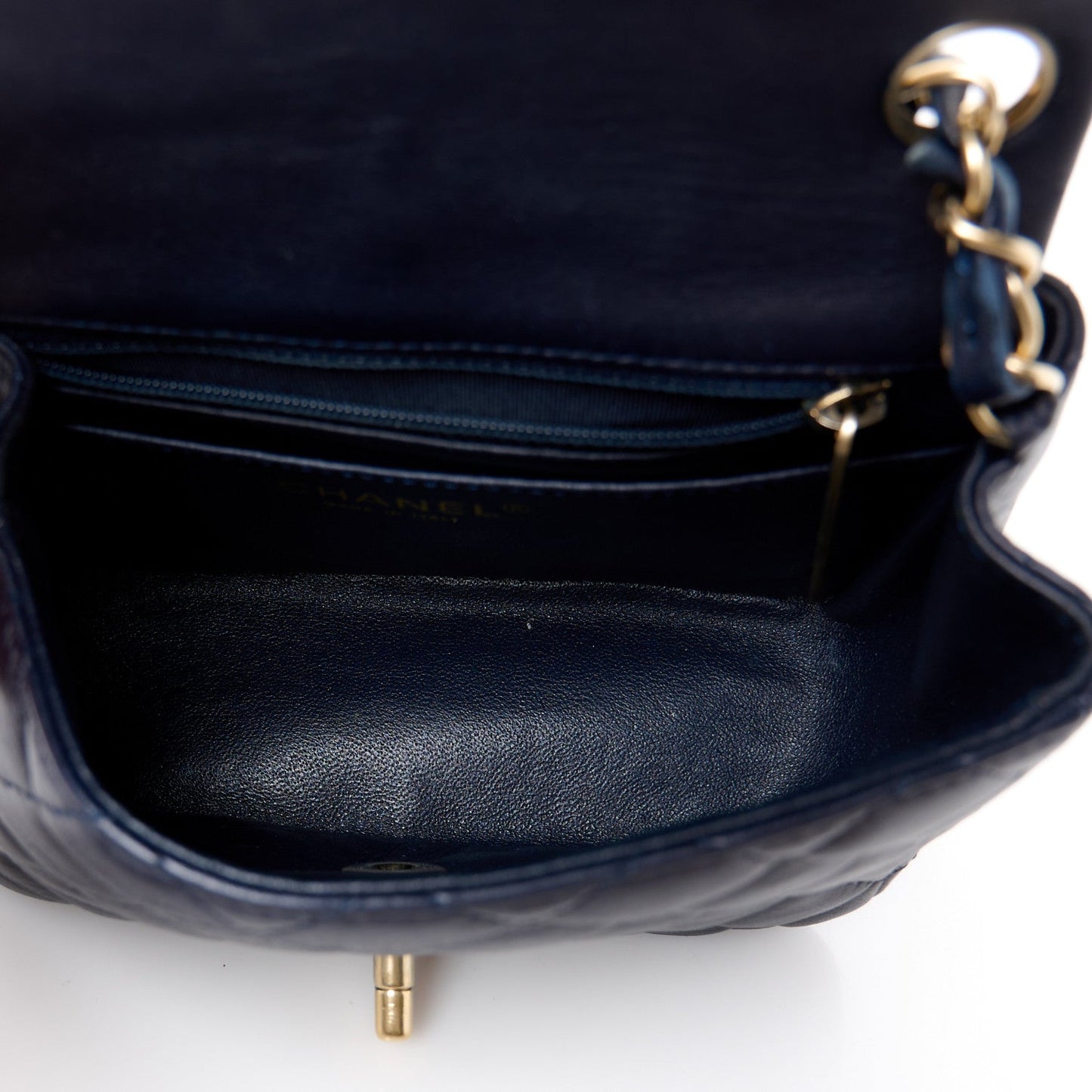 Lambskin Quilted Mini Square Flap Navy