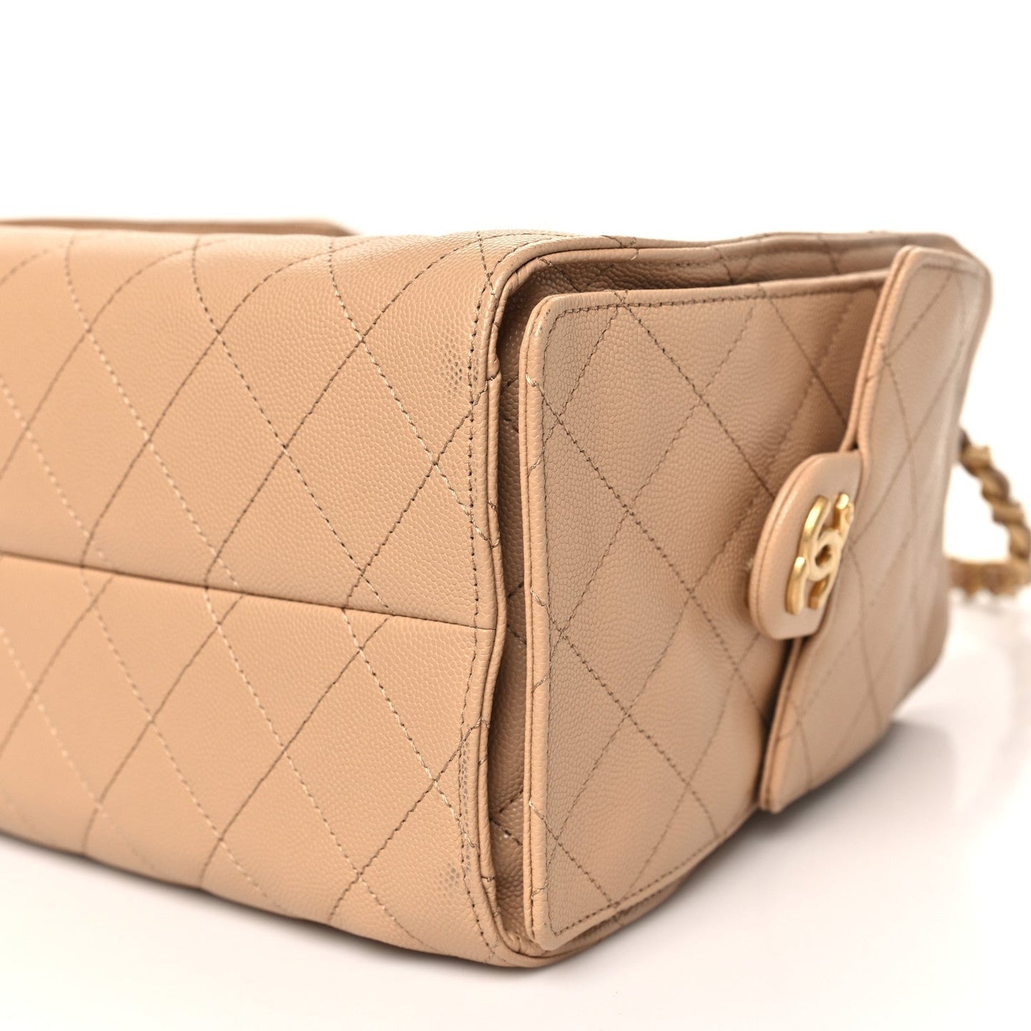 Caviar Quilted Small Chanel 25 Handbag Dark Beige